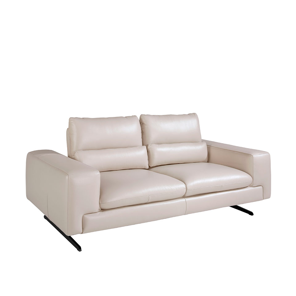 2-Sitzer-Sofa gepolstert in Leder Taupe Grau Farbe