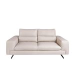 2-Sitzer-Sofa gepolstert in Leder Taupe Grau Farbe