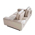 2-Sitzer-Sofa gepolstert in Leder Taupe Grau Farbe