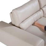 2-Sitzer-Sofa gepolstert in Leder Taupe Grau Farbe