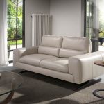 2 seater sofa upholstered in leather Taupe Grey color