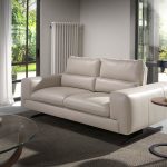 2-Sitzer-Sofa gepolstert in Leder Taupe Grau Farbe