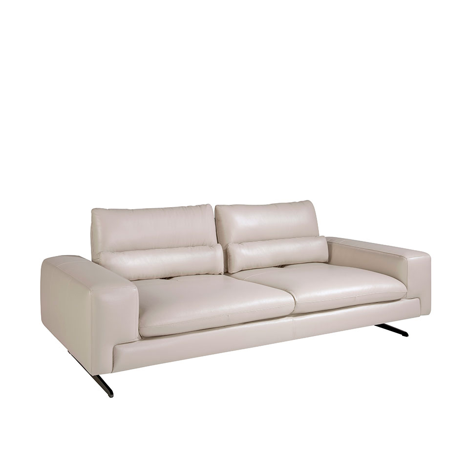 3-Sitzer-Sofa gepolstert in Leder Taupe Grau Farbe