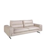 3 seater sofa upholstered in leather Taupe Grey color