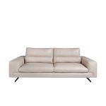 3 seater sofa upholstered in leather Taupe Grey color