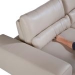 3-Sitzer-Sofa gepolstert in Leder Taupe Grau Farbe