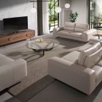 3 seater sofa upholstered in leather Taupe Grey color