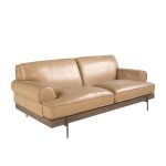 3-seater sofa upholstered in leather with black epoxy steel legs