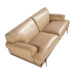 3-seater sofa upholstered in leather with black epoxy steel legs