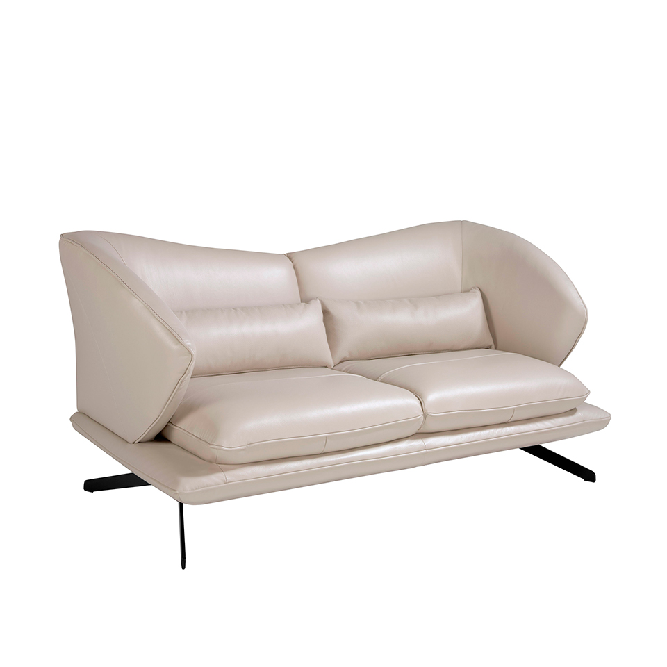 2-Sitzer-Sofa mit Lederpolsterung und Zierkissen