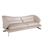 3 seater sofa upholstered in leather and decorative cushions