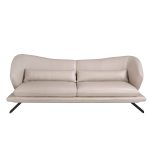 3 seater sofa upholstered in leather and decorative cushions