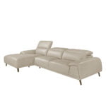 Leather upholstered chaise longue sofa with articulated backrests