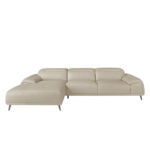 Leather upholstered chaise longue sofa with articulated backrests