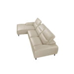 Leather upholstered chaise longue sofa with articulated backrests