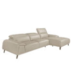 Leather upholstered chaise longue sofa with articulated backrests