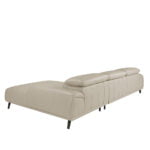 Sofá chaise longue tapizado en piel y respaldos articulados