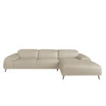 Leather upholstered chaise longue sofa with articulated backrests