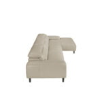 Leather upholstered chaise longue sofa with articulated backrests