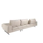 Leather upholstered chaise longue sofa with tilting backrests