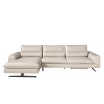 Leather upholstered chaise longue sofa with tilting backrests