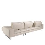 Leather upholstered chaise longue sofa with tilting backrests