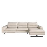 Leather upholstered chaise longue sofa with tilting backrests