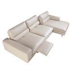 Leather upholstered chaise longue sofa with tilting backrests