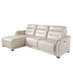 Sofa chaise longue upholstered in leather and relax mechanism