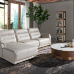 Sofa chaise longue upholstered in leather and relax mechanism