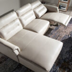 Sofa chaise longue upholstered in leather and relax mechanism