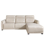 Sofa chaise longue upholstered in leather and relax mechanism