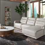 Sofa chaise longue upholstered in leather and relax mechanism