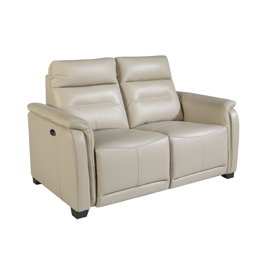 2-Sitzer-Sofa, gepolstert mit grauem Leder und Relax-Mechanismen