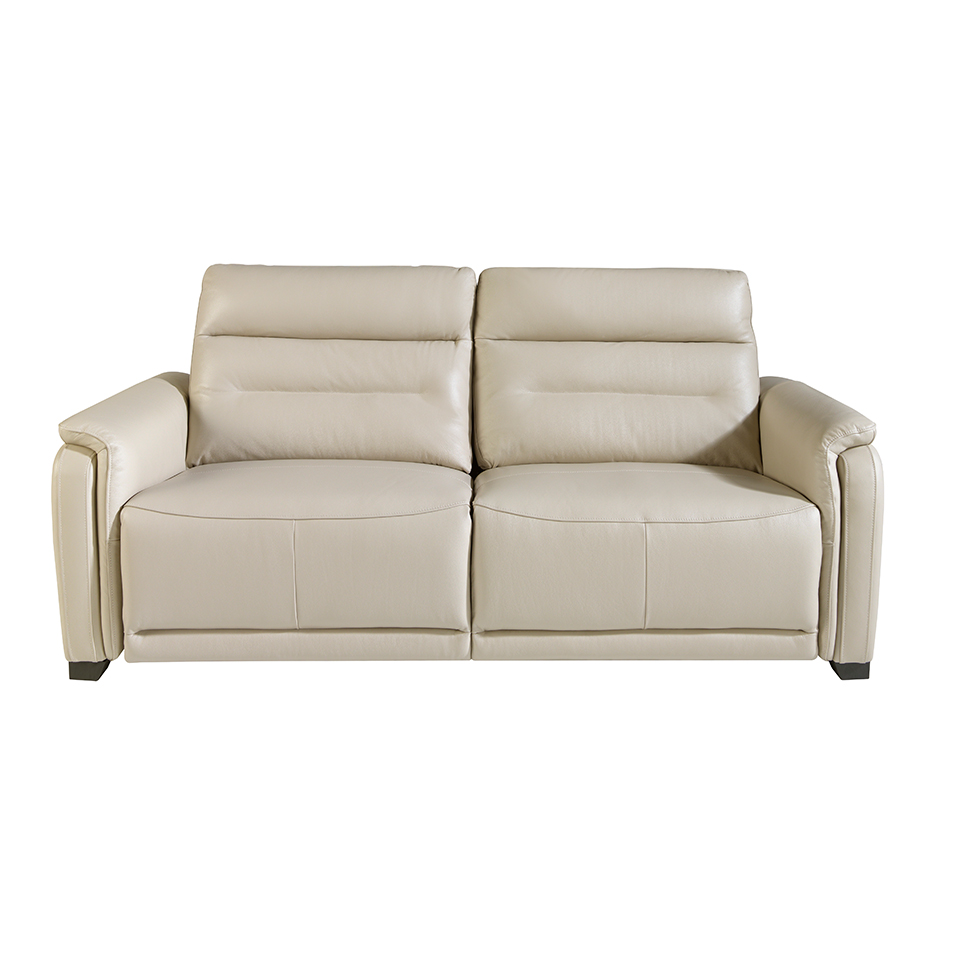 3 seater sofa upholstered in grey leather and relax mechanisms