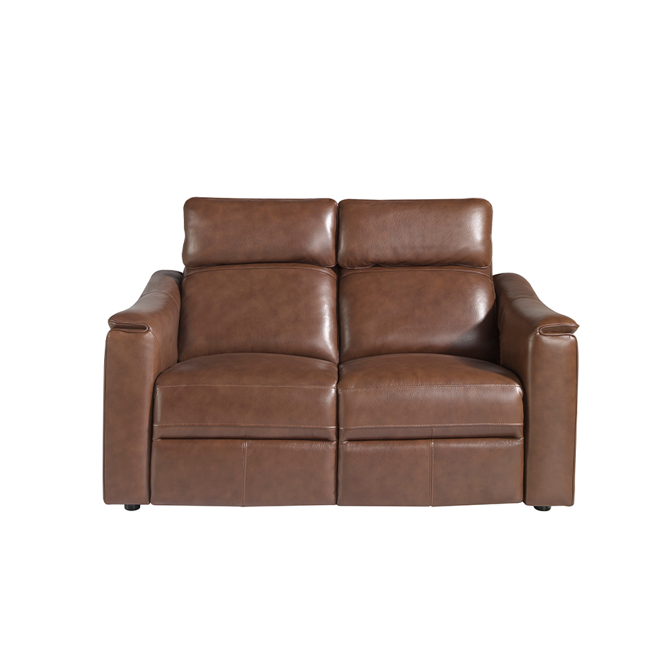 2 seater sofa in brown leather with relax