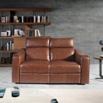 2-Sitzer Sofa in braunem Leder mit Relax