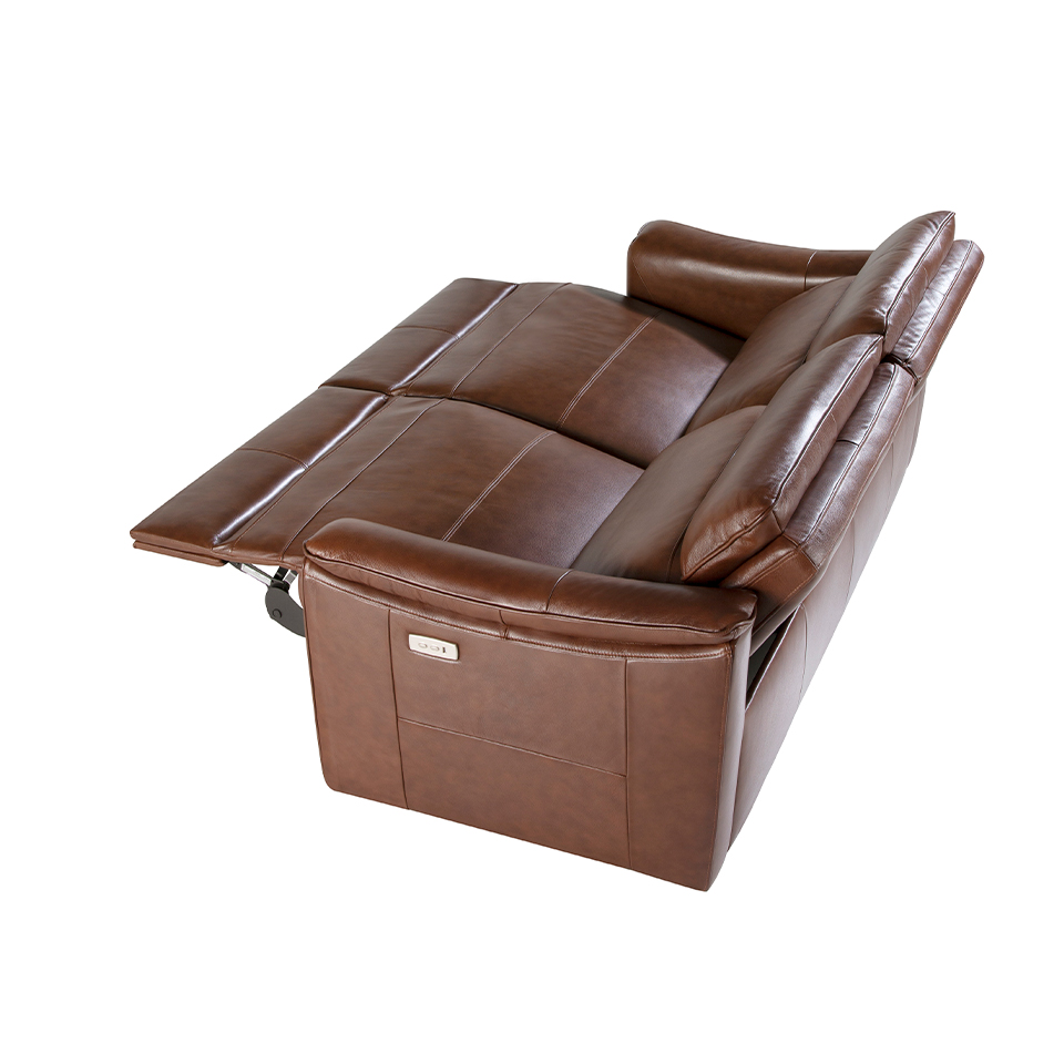 3-местный диван из коричневой кожи с релаксом