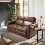 3 seater sofa in brown leather with relax