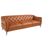 3 seater tufted sofa upholstered in leather