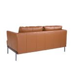 2 seater sofa upholstered in leather with darkened steel legs