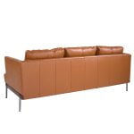 3 seater sofa upholstered in leather with darkened steel legs