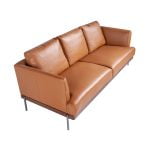 3 seater sofa upholstered in leather with darkened steel legs