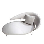 Sofa upholstered in blue eco-leather and black steel