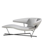 Sofa upholstered in blue eco-leather and black steel