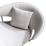 Sofa upholstered in blue eco-leather and black steel