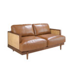 Двухместный диван из коричневой кожи