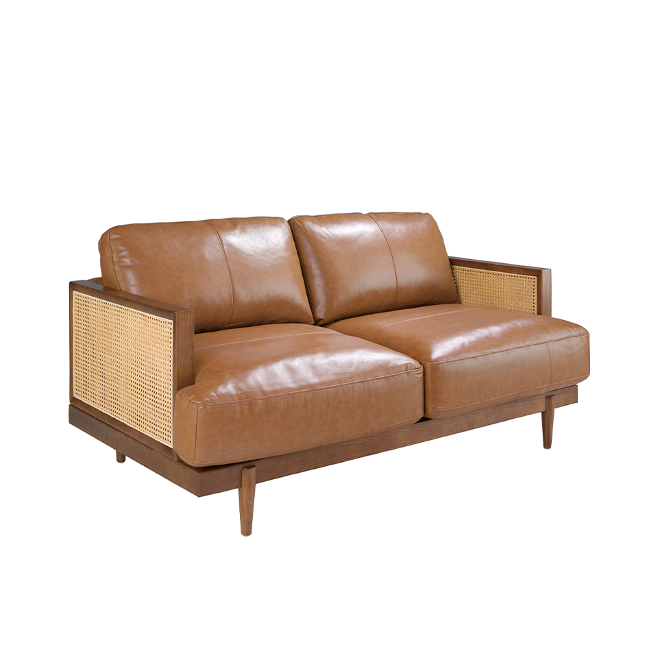 2-Sitzer-Sofa aus braunem Leder