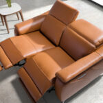 Canapé relax 2 places en cuir marron