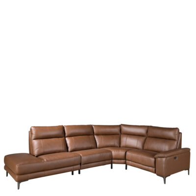 Sofá chaise longue relax izquierda piel marrón tabaco chaise longue relaxation sofa - Angel Cerda